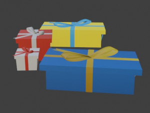 Christmas tree with 4 gift boxes Modelo 3D
