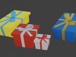 Christmas tree with 4 gift boxes Modelo 3D