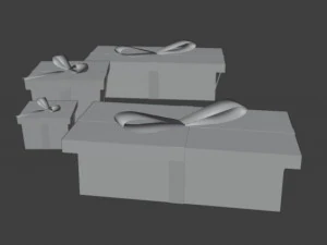 Christmas tree with 4 gift boxes 3D Model