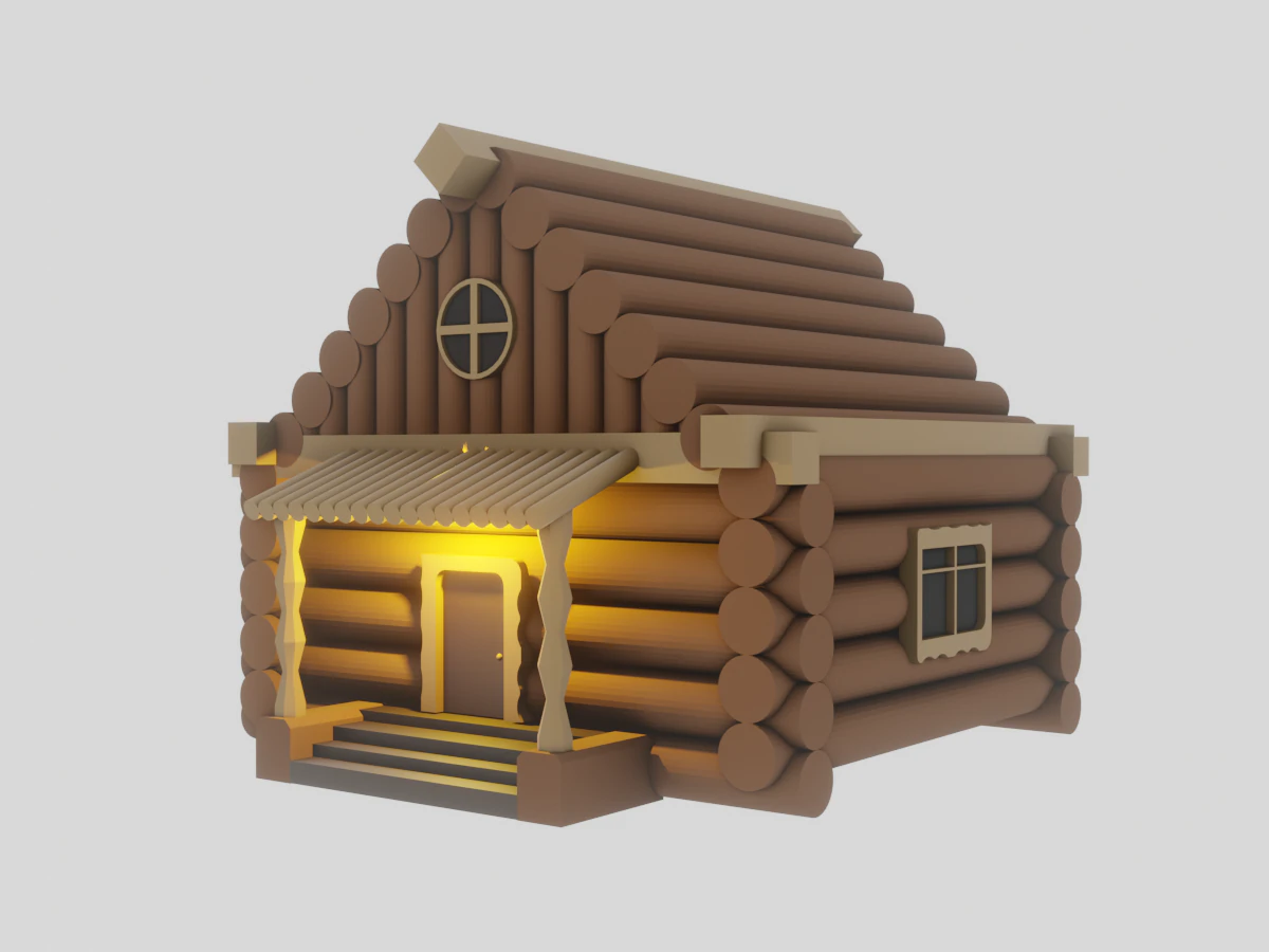 Low Poly Village House 3D Model .c4d .max .obj .3ds .fbx .stl .blend 