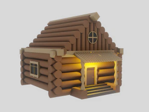 Low Poly Village House 3D Model