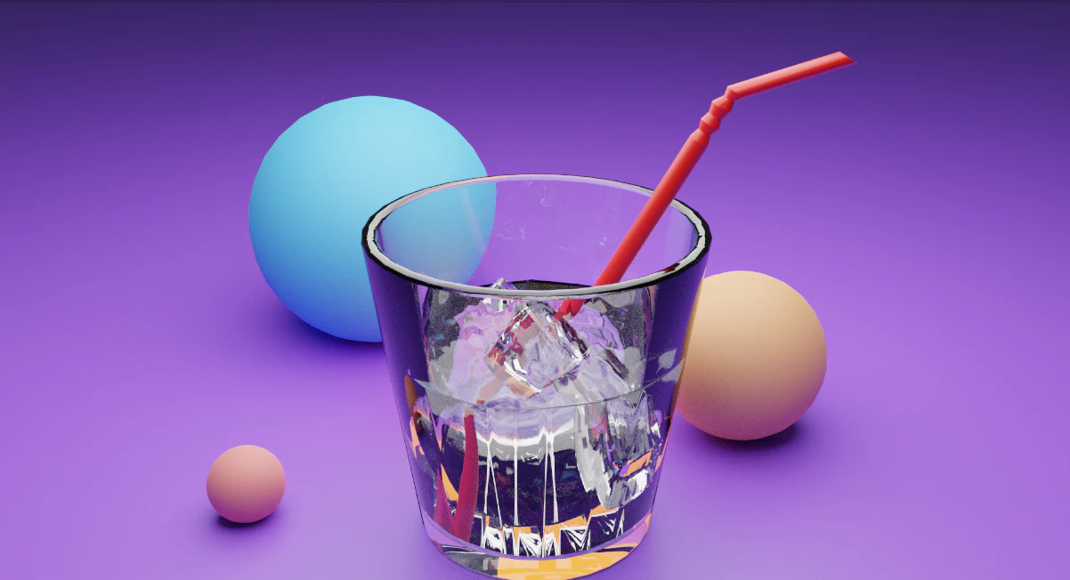 A glass of water and ice 3D Model .c4d .max .obj .3ds .fbx .stl .blend 