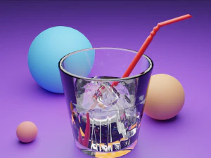 A glass of water and ice 3D Model