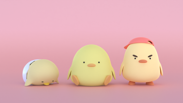 Chick Trio Modelo 3D .c4d .max .obj .3ds .fbx .stl .blend 
