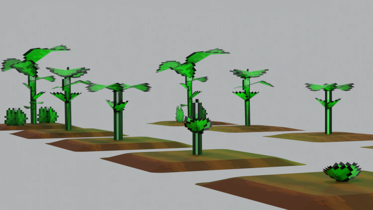 LOW POLY PIXEL ART PLANTS GROWING 3D Model .c4d .max .obj .3ds .fbx .stl .blend 