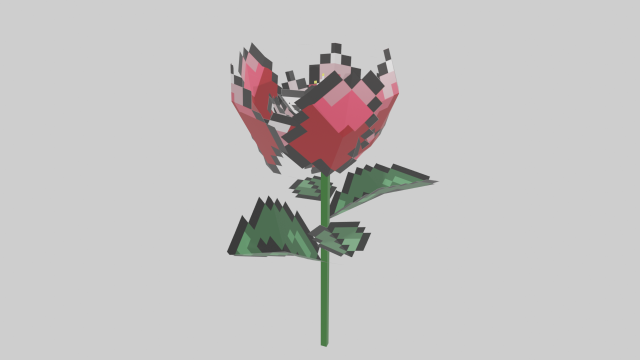 LOW POLY PIXEL ART FLOWER ROSE Model 3D .c4d .max .obj .3ds .fbx .stl .blend 