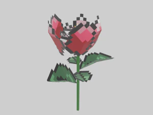 LOW POLY PIXEL ARTE FLOR ROSA Modelo 3D