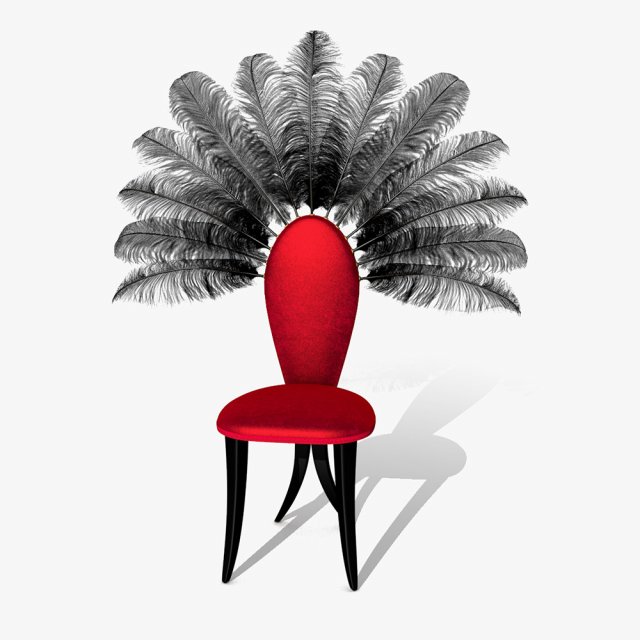 Chair with feathers - Moulin Rouge 3D मॉडल .c4d .max .obj .3ds .fbx .stl .blend 