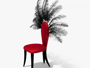 Chair with feathers - Moulin Rouge 3D मॉडल