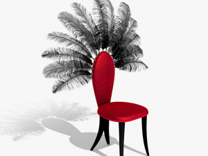 Chair with feathers - Moulin Rouge 3D मॉडल