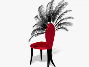 Chair with feathers - Moulin Rouge 3D मॉडल