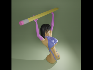 GIRL STAND PEN 3D Print Model