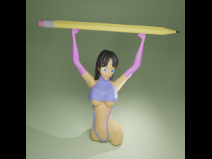 GIRL STAND PEN 3D Baskı Modeli