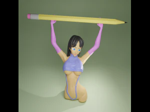 GIRL STAND PEN 3D Print Model