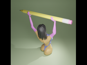 GIRL STAND PEN 3D Baskı Modeli
