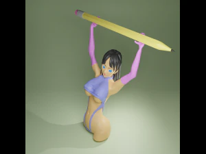 GIRL STAND PEN 3D Print Model
