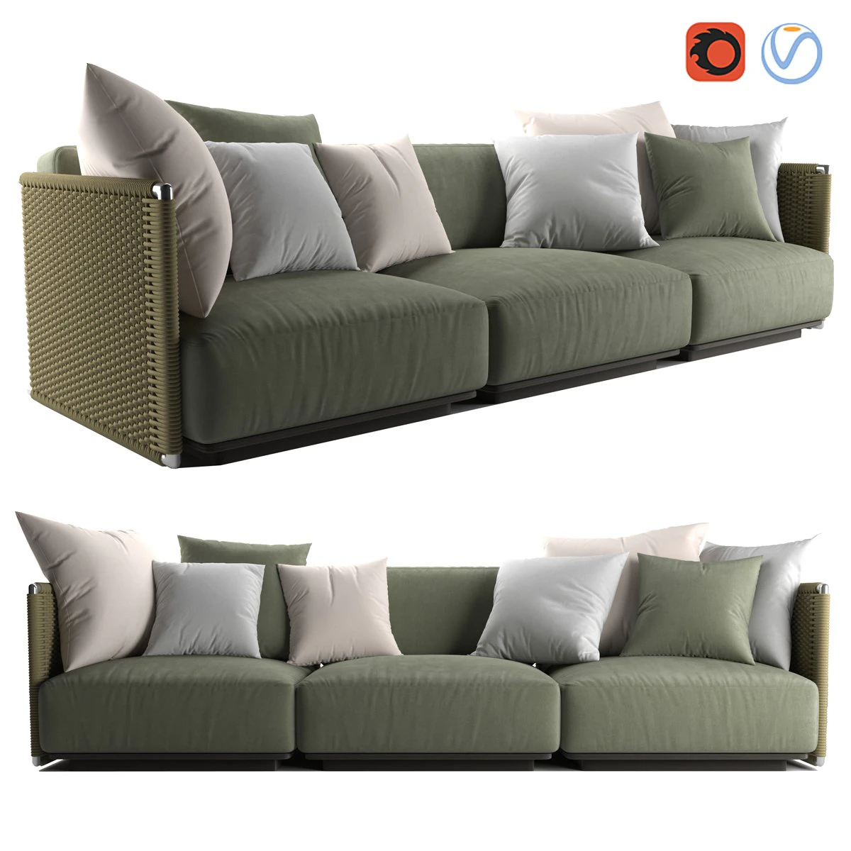 Flexform Eddy OUTDOOR sofa 3D Model .c4d .max .obj .3ds .fbx .stl .blend 