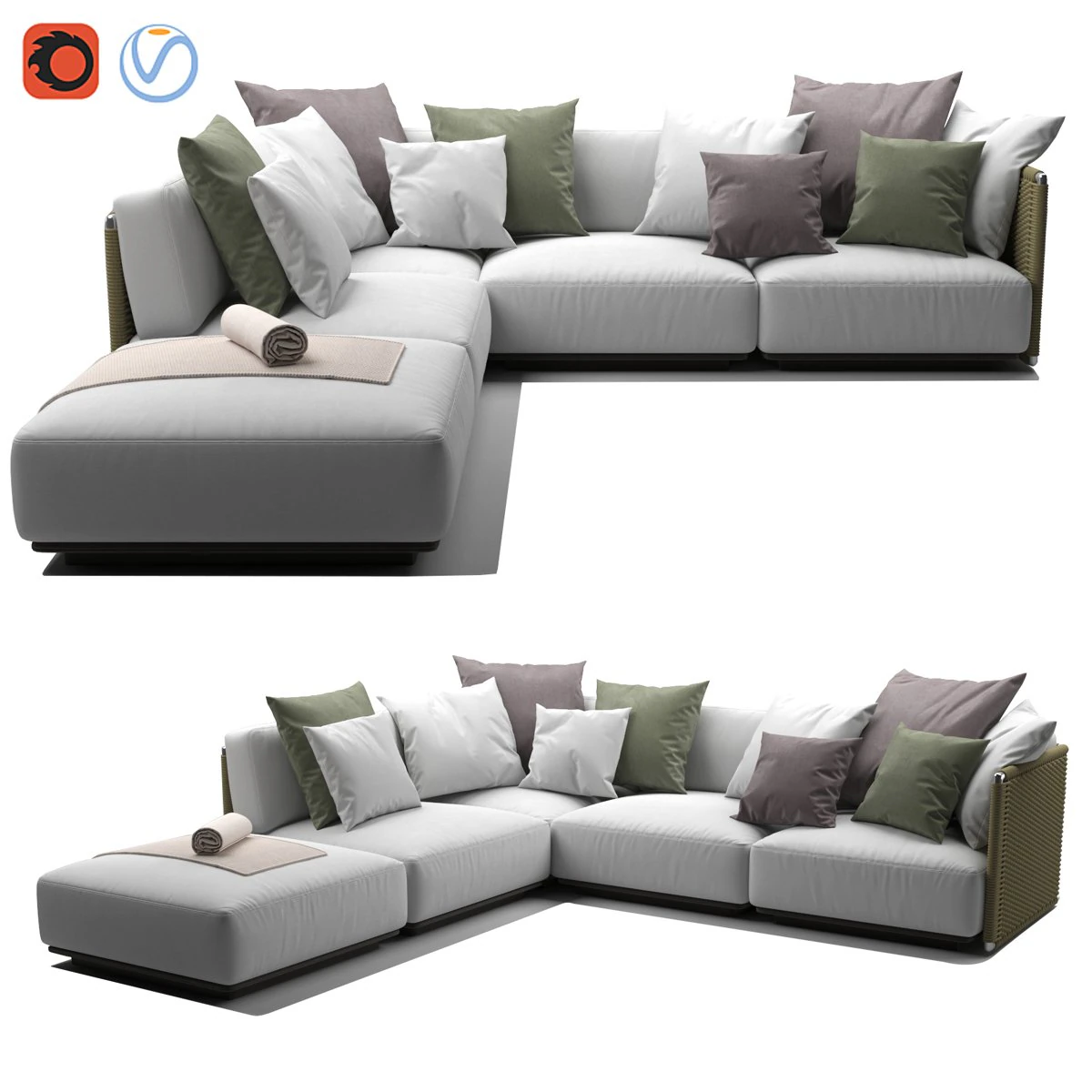 Flexform Eddy OUTDOOR II sofa 3D Model .c4d .max .obj .3ds .fbx .stl .blend