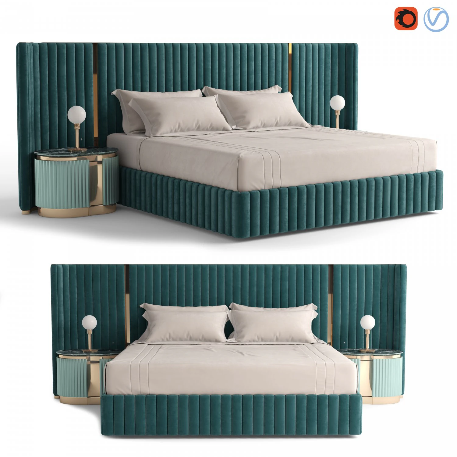 Visionnaire LEONARDO Bed 3D Model .c4d .max .obj .3ds .fbx .stl .blend 