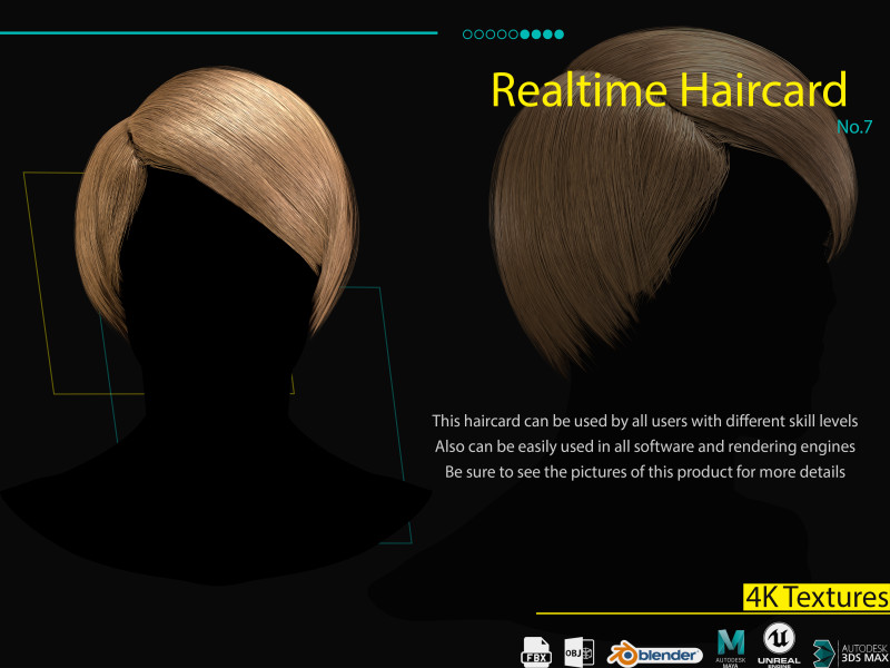 Realtime Haircard No7 Modello 3D .c4d .max .obj .3ds .fbx .stl .blend 