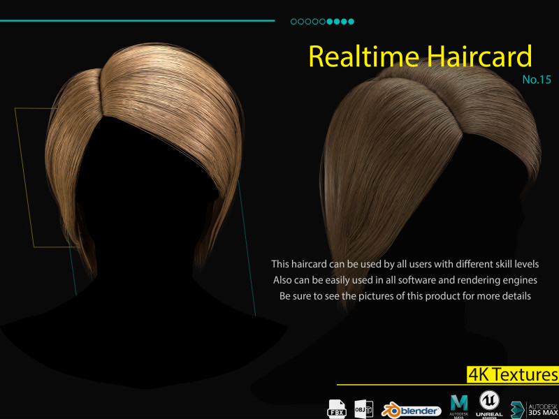 Realtime Haircard No15 3D Modell .c4d .max .obj .3ds .fbx .stl .blend 