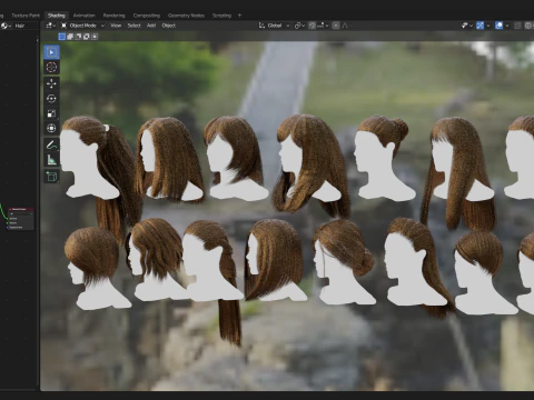 15 Professional Realtime Haircard 3D Model