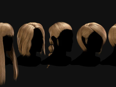 15 Professional Realtime Haircard 3D Model