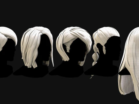 15 Professional Realtime Haircard 3D Model