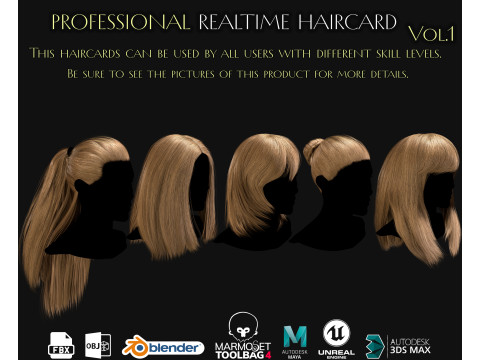 Professional Realtime Haircard Vol 1 3D Модель