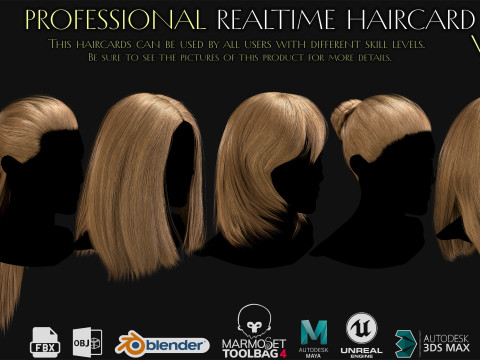Professional Realtime Haircard Vol 1 3D Модель