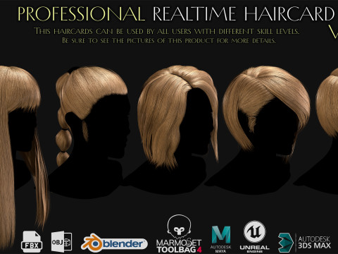 Professional Realtime Haircard Vol 2 3D Модель