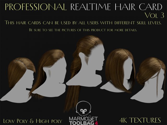 Professional Realtime Haircard Vol 3 3D मॉडल .c4d .max .obj .3ds .fbx .stl .blend 