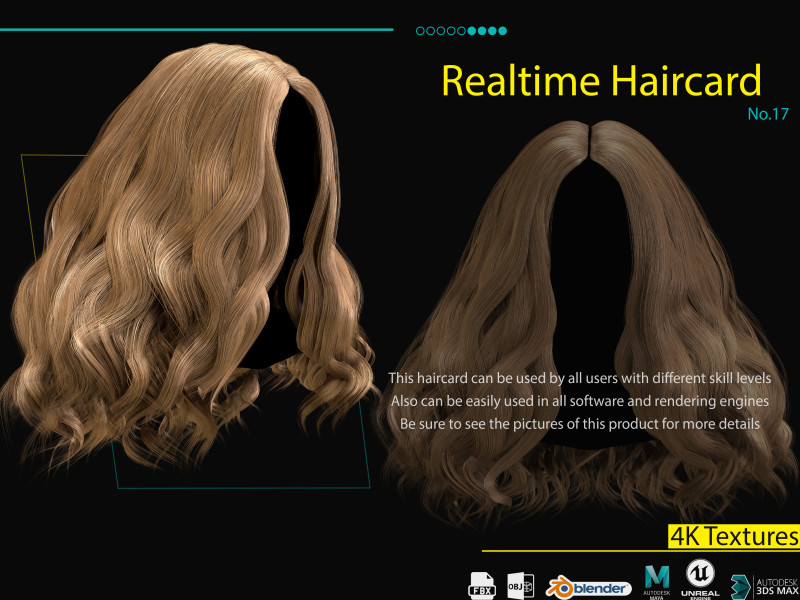 Realtime Haircard No17 3D 模型 .c4d .max .obj .3ds .fbx .stl .blend 