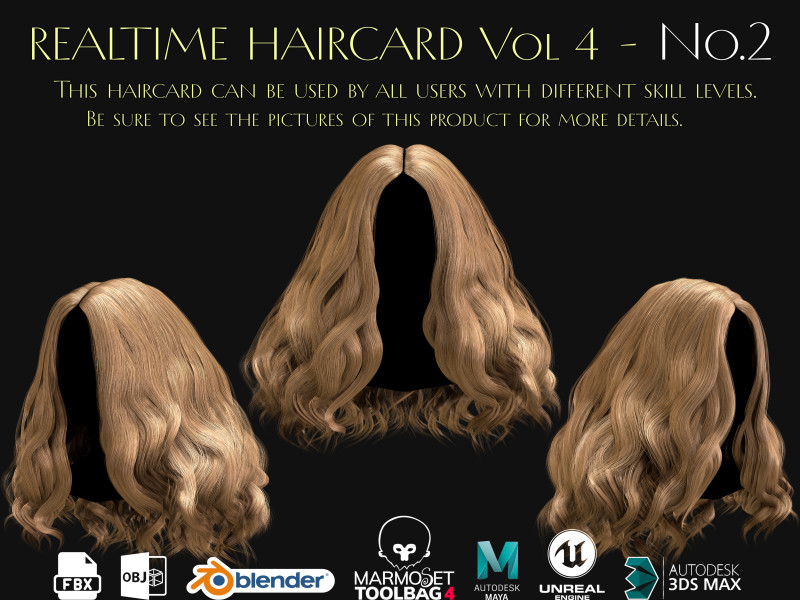Realtime Haircard Vol 4 - No2 3D Model .c4d .max .obj .3ds .fbx .stl .blend