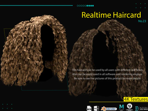 Cart&atilde;o de cabelo em tempo real No23 Modelo 3D