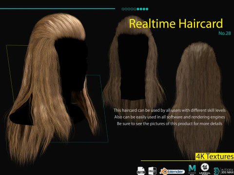 Tarjeta de cabello en tiempo real n&ordm; 28 Modelo 3D