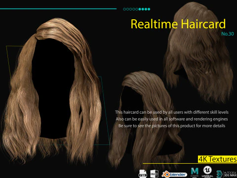 Tarjeta de cabello en tiempo real n&ordm; 30 Modelo 3D