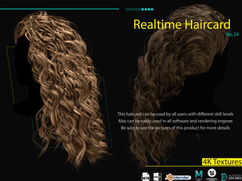 रीयलटाइम हेयर कार्ड नंबर 34 3D मॉडल