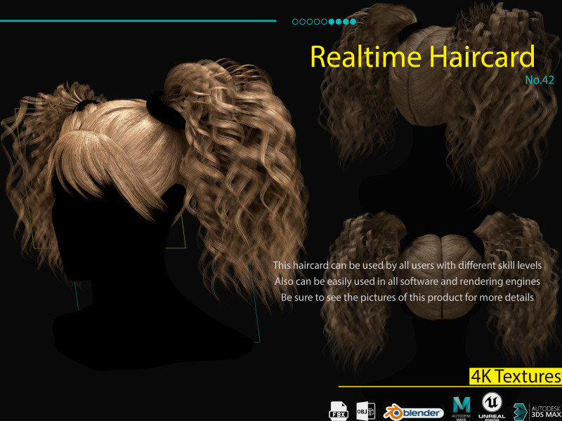 Haircard en temps réel No42 Modèle 3D .c4d .max .obj .3ds .fbx .stl .blend 