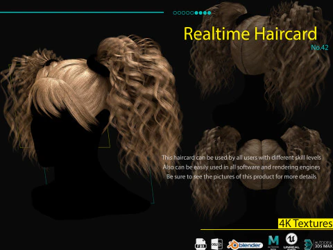 Tarjeta de pelo en tiempo real No42 Modelo 3D