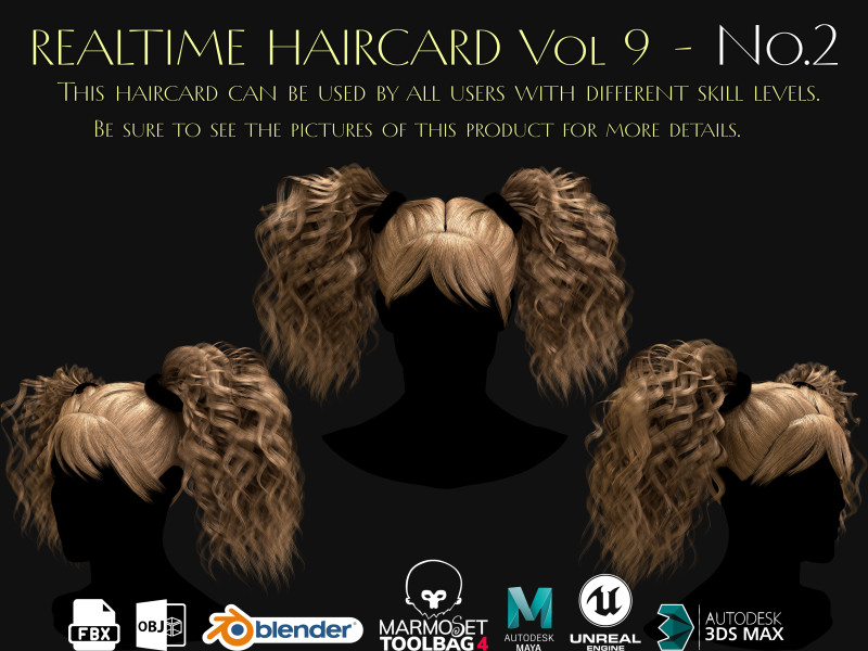 Realtime Haircard Vol 9 - No2 3D Модель .c4d .max .obj .3ds .fbx .stl .blend 
