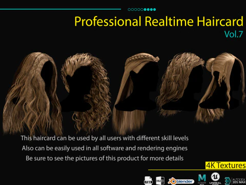 Haircard profesional en tiempo real Vol 7 Modelo 3D