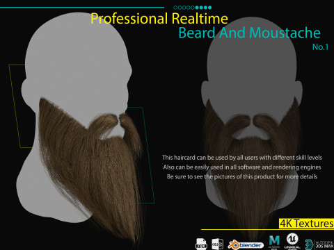 Realtime Beard and Moustache No1 3D 模型