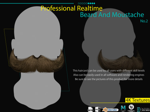 Realtime Beard and Moustache No2 3D 模型