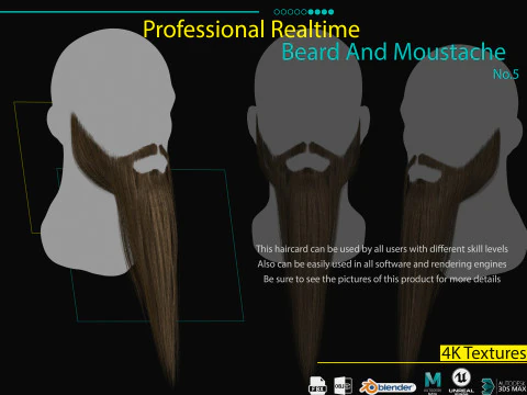 Barba e bigode em tempo real No5 Modelo 3D