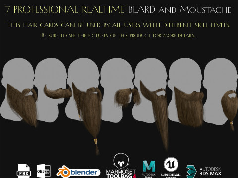 7 Professional Realtime Beard and Moustache 3D-Modell