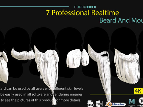 7 Professional Realtime Beard and Moustache Model 3D