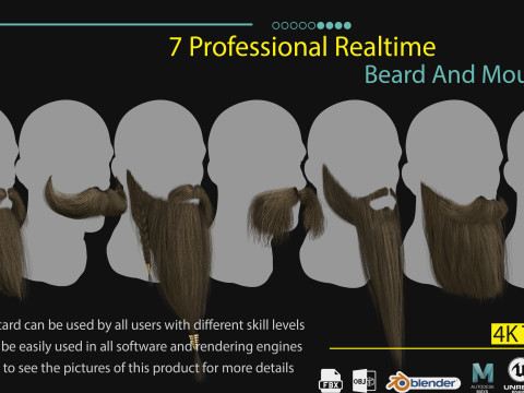 7 Professional Realtime Beard and Moustache Model 3D