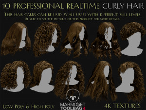 10 Professional Realtime Curly Hair 3D Модель