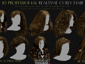 10 Professional Realtime Curly Hair Modelo 3D